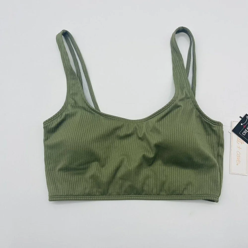 Salt‎ + Cove Juniors Size XL Ribbed Long-Line Bikini Top Swimsuit in Green 1967